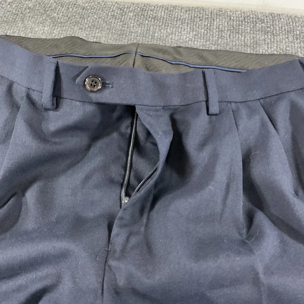 Lauren Ralph Lauren Dress Pants 36x30 Navy Pleated Cuffed Classic Fit Mens 36 30